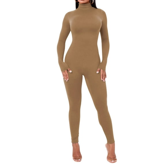 Xuanfei Women High Neck Long Sleeve Butt Lift Slimming Jumpsuits