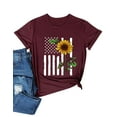 thumbnail image 1 of Xuanfei Women Independence Day Sunflower Print Crew Neck Short Sleeve Top, 1 of 7