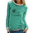 thumbnail image 1 of Xuanfei Women Just Breathe Letter Dandelion Print Colorblock Long Sleeve Top, 1 of 5