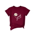 thumbnail image 1 of Xuanfei Women Love Letter Daisy Graphic Print Crew Neck Short Sleeve T-Shirt, 1 of 7