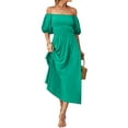 thumbnail image 1 of Xuanfei Women Off Shoulder Puff Short Sleeve Flowy A-Line Maxi Dress, 1 of 7