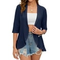 thumbnail image 1 of Xuanfei Women Open Front Cardigan 3/4 Sleeve Eyelet Ruffles Cardigan, 1 of 7