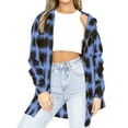 thumbnail image 1 of Xuanfei Women Plaid Lapel Collar Single-Breasted Long Sleeve Mid-Length Shirt, 1 of 4