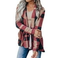 thumbnail image 1 of Xuanfei Women Plaid Open Front Long Sleeve Cardigan, 1 of 7