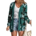 thumbnail image 1 of Xuanfei Women Print Open Front Long Sleeve Ribbed Edge Pocketed Knitted Cardigan, 1 of 4