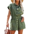 thumbnail image 1 of Xuanfei Women Solid Color Button Down Short Sleeve Jumpsuits With Pockets, 1 of 5
