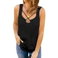 thumbnail image 1 of Xuanfei Women Solid Color Criss-Cross Neck Backless Sleeveless Tank Top, 1 of 5
