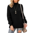 thumbnail image 1 of Xuanfei Women Solid Color High Neck Ribbed Edge Long Sleeve Pullover Sweater, 1 of 7