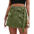 thumbnail image 1 of Xuanfei Women Solid Color High Waist With Pocket Belted Denim Cargo Skort Skirt, 1 of 7