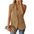 thumbnail image 1 of Xuanfei Women Solid Color Lapel Collar Button Sleeveless Office Blazer Vest, 1 of 7