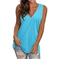 thumbnail image 1 of Xuanfei Women Solid Color V Neck Ruched Sleeveless Tunic Tank Top, 1 of 7