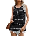 thumbnail image 1 of Xuanfei Women Striped Colorblock Crew Neck Button Up Sleeveless Tank Top, 1 of 7