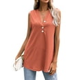 thumbnail image 1 of Xuanfei Women V Neck Button Up Mid-Long Ribbed Sleeveless Solid Tank Top, 1 of 7