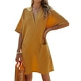 thumbnail image 1 of Xuanfei Women V Neck Side Pockets Half Sleeves Mini Dress, 1 of 7