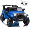 thumbnail image 1 of Xuanlur 12 Volt Ride on Toys for Toddlers w/Remote Control, Electric Ride on Truck Car w/Reflective Stickers, Front Anti-Collision Bar Design, LED Headlights, Bluetooth, 3 Speeds, Blue, 1 of 7