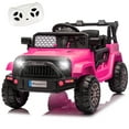 thumbnail image 1 of Xuanlur 12 Volt Ride on Toys for Toddlers w/Remote Control, Electric Ride on Truck Car w/Reflective Stickers, Front Anti-Collision Bar Design, LED Headlights, Bluetooth, 3 Speeds, Pink, 1 of 8