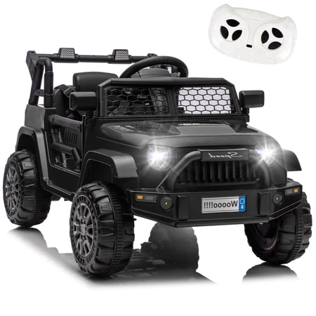 12V Kids Electric Vehicles for Kids, Ride on Toys w/Parent Remote Control,USB, Music, LED Lights, Bluetooth, Gift for Boys Girls (Black)