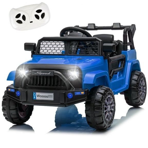 Xuanlur 12 Volt Ride on Toys for Toddlers w/Remote Control, Electric Ride on Truck Car w/Reflective Stickers, Front Anti-Collision Bar Design, LED Headlights, Bluetooth, 3 Speeds, Blue