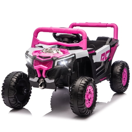 Xuanlur 12V 4.5AH Ride on UTV for Kids, Electric Car w/Parents Control & App Control, 25W*2 Motors Battery Powered w/Slow Start, Swing Function, Lights, Music, Ride on Toy for Kids Aged 3-6, Pink