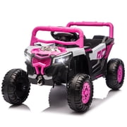 Xuanlur 12V 4.5AH Ride on UTV for Kids, Electric Car w/Parents Control & App Control, 25W*2 Motors Battery Powered w/Slow Start, Swing Function, Lights, Music, Ride on Toy for Kids Aged 3-6, Pink