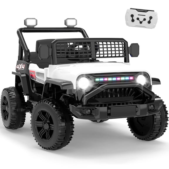 Xuanlur 12V Ride on Electric Truck Car for Kids, Kids Electric Vehicles w/Remote Control, Bluetooth Music, Horn, 3 Speeds, 3.5 Mph Max Speed, Soft Start, Ride on Car Toy for Toddler Kid (White)
