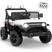 Xuanlur 12V Ride on Electric Truck Car for Kids, Kids Electric Vehicles w/Remote Control, Bluetooth Music, Horn, 3 Speeds, 3.5 Mph Max Speed, Soft Start, Ride on Car Toy for Toddler Kid White