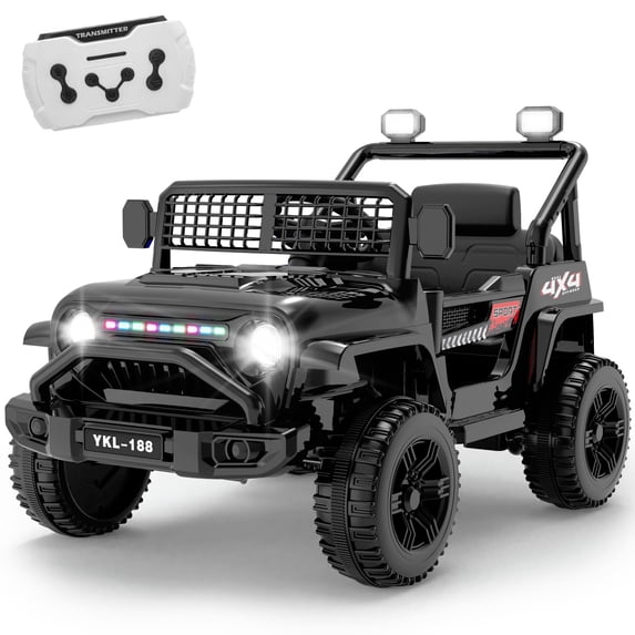 Xuanlur 12V Ride on Electric Truck Car for Kids, Kids Electric Vehicles w/Remote Control, Bluetooth Music, Horn, 3 Speeds, 3.5 Mph Max Speed, Soft Start, Ride on Car Toy for Toddler Kid (Black)