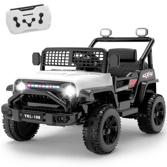 Xuanlur 12V Ride on Electric Truck Car for Kids, Kids Electric Vehicles w/Remote Control, Bluetooth Music, Horn, 3 Speeds, 3.5 Mph Max Speed, Soft Start, Ride on Car Toy for Toddler Kid (White)