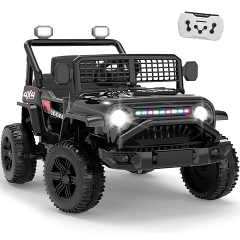 Xuanlur 12V Ride on Electric Truck Car for Kids, Kids Electric Vehicles w/Remote Control, Bluetooth Music, Horn, 3 Speeds, 3.5 Mph Max Speed, Soft Start, Ride on Car Toy for Toddler Kid (Black)