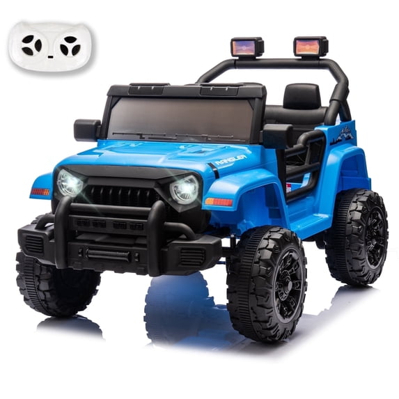 Xuanlur 12V Kids Ride on Car with Remote Control, Ride on Toys w/ Dual Drive, Four-Wheel Suspension, Bluetooth Music, LED Lights, USB, Shock Absorption, Toys Car for Kids Aged, Blue
