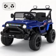 Xuanlur 12V Kids Ride on Car with Remote Control, Ride on Toys w/ Dual Drive, Four-Wheel Suspension, Bluetooth Music, LED Lights, USB, Shock Absorption, Toys Car for Kids Aged, Dark Blue