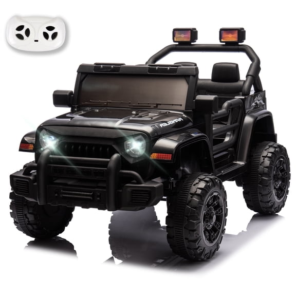 Xuanlur 12V Kids Ride on Car with Remote Control, Ride on Toys w/ Dual Drive, Four-Wheel Suspension, Bluetooth Music, LED Lights, USB, Shock Absorption, Toys Car for Kids Aged, Black