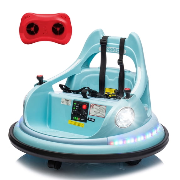 Xuanlur 12V Ride on Bumper Car for Toddlers, Electric Cars for Kids w/Parent Remote, Ride on Toys w/2-Speed, 2 Driving Mode, 360°Spin, Music, Lights, 5-Point Safety Belt, Blue