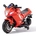 thumbnail image 1 of Xuanlur 24V Electric Motorcycle for Kids, Kids Motorcycle with Training Wheels, LED Light Up Wheels, Dual 390 Motors, Speed Up to 7 mph, Bluetooth Music, Ride On Toy for Kids 3-8 Years Old, Red, 1 of 8