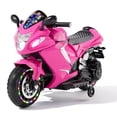 thumbnail image 1 of Xuanlur 24V Electric Motorcycle for Kids, Kids Motorcycle with Training Wheels, LED Light Up Wheels, Dual 390 Motors, Speed Up to 7 mph, Bluetooth Music, Ride On Toy for Kids 3-8 Years Old, Pink, 1 of 8
