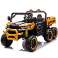 thumbnail image 1 of Xuanlur 24V Ride On Toys for Big Kids W/20" Seat, 4WD 6X6 2 Seater Ride On Dump Truck with Remote Control, 3 Speeds, High Efficiency Battery, 4X100 Motors, Music, Ride On Car for Boys Girls, Orange, 1 of 6