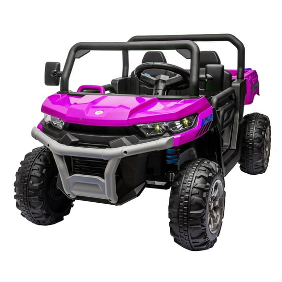 Xuanlur 24V 2 Seater Kids Ride on Car Truck, Ride on UTV W/ 2x200W Motor, 24 Volt Ride on Toys W/ Dump Bed/Shovel, Electric Car for Kids W/ Durable Tires, LED Light, Music, Remote Control, Rose Red