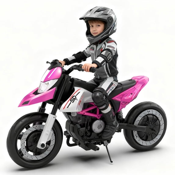 Xuanlur 24V 9AH Electric Motorbike, 9 mph & 110lb Max, 200W Ride on Motorcycle for Big Kids w/EVA Tires, LED Lights & Power Display, 2 Speed, Bluetooth, Music, Electric Motorcycle for Ages 6+, Pink