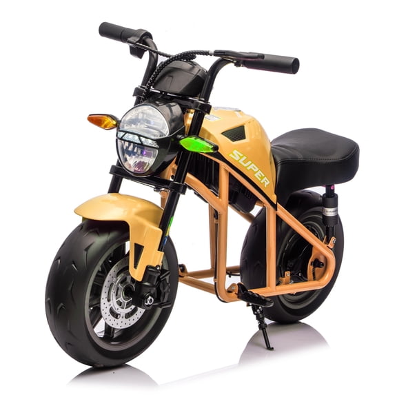 24V 9AH Electric Dirt Bike, 12 MPH & 110lb Max, 350W Ride On Toy for Big Kids w/14in EVA Wheels & Metal Frame, Twist Grip Throttle, Dual Suspension, Music, Light, Kids Motorcycle for Kids 6+, Orange