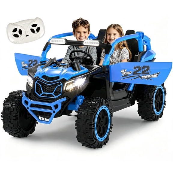 Xuanlur 24V Ride on Toys for Big Kids, 2 Seater Electric Car w/Parents Remote Control, 4 Wheel Suspension, Max 8MPH, Slow Start, 2X200W Motors, Bluetooth, Music, LED, Ride on UTV for Ages 3-6, Blue