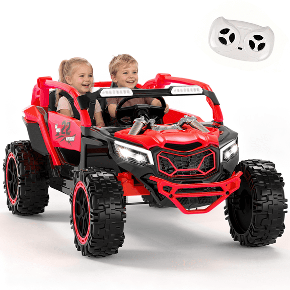Xuanlur 24V Ride on Toys for Big Kids, 2 Seater Electric Car w/Parents Remote Control, 4 Wheel Suspension, Max 5MPH, Slow Start, 2X200W Motors, Bluetooth, Music, LED, Ride on UTV for Ages 3-6, Red