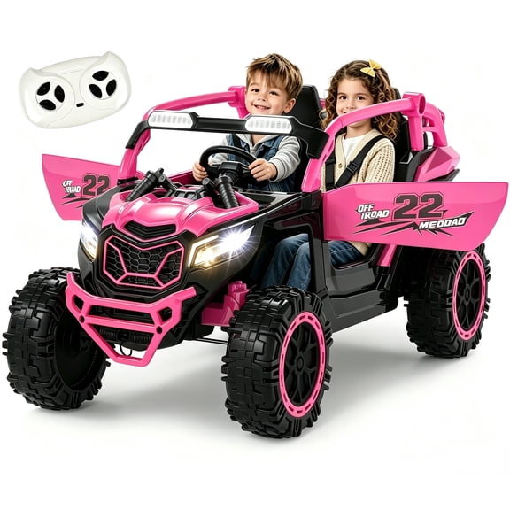 Xuanlur 24V Ride on Toys for Big Kids, 2 Seater Electric Car w/Parents Remote Control, 4 Wheel Suspension, Max 8MPH, Slow Start, 2X200W Motors, Bluetooth, Music, LED, Ride on UTV for Ages 3-6, Pink
