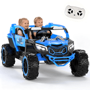 Xuanlur 24V Ride on Toys for Big Kids, 2 Seater Electric Car w/Parents Remote Control, 4 Wheel Suspension, Max 5MPH, Slow Start, 2X200W Motors, Bluetooth, Music, LED, Ride on UTV for Ages 3-6, Blue