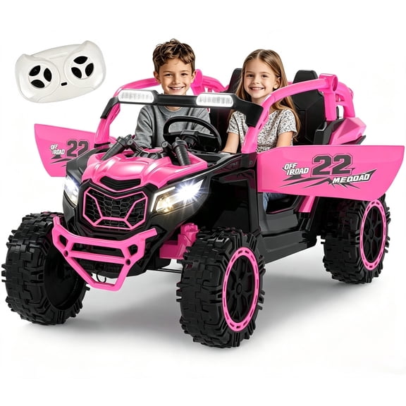 Xuanlur 24V Ride on Toys for Big Kids, 2 Seater Electric Car w/Parents Remote Control, 4 Wheel Suspension, Max 8MPH, Slow Start, 2X200W Motors, Bluetooth, Music, LED, Ride on UTV for Ages 3-6, Pink