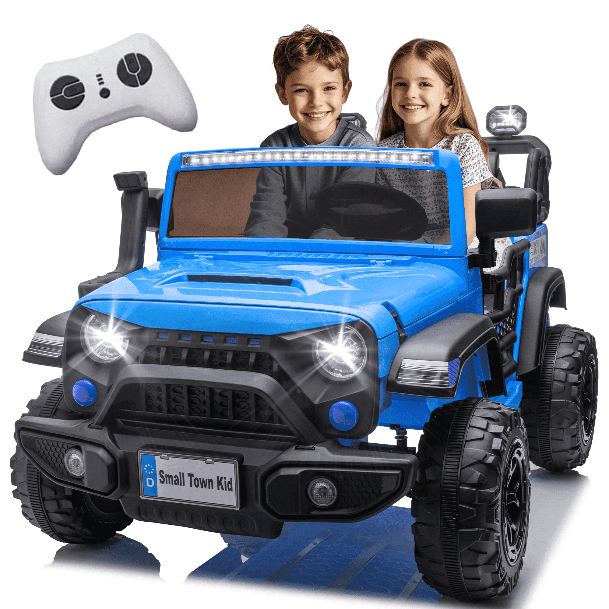 Xuanlur 24V Ride on Toys for Big Kids, 2 Seater Ride on Cars with Remote Control, 400W Motor, Ride on Truck w/ 20in Seat, 3 Speeds, Lights, Bluetooth, Electric Car for Kids 3-8, Capacity 110 lb-Bule