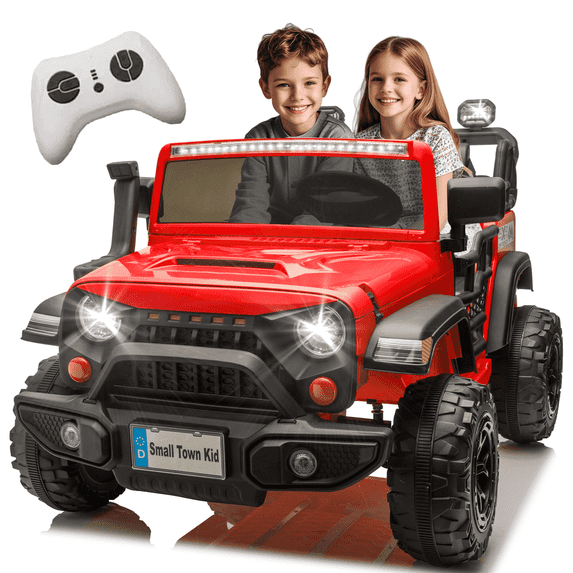 Xuanlur 24V Ride on Toys for Big Kids, 2 Seater Ride on Cars with Remote Control, 400W Motor, Ride on Truck w/ 20in Seat, 3 Speeds, Lights, Bluetooth, Electric Car for Kids 3-8, Capacity 110 lb-Red