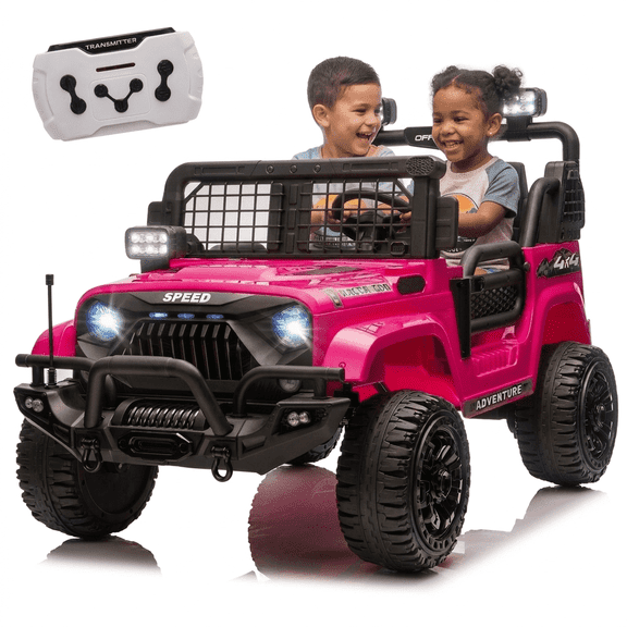Xuanlur 24V 7AH Ride on Toys for Big Kids, 200W Motors 2 Seater Ride On Car w/Remote Control, 4-Wheeler Suspension, LED, Battery Indicator, Bluetooth, 3 Speed, Electric Car for Ages 3-8, Pink