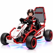 Xuanlur 24V Electric Go Kart for Kids Age 6-12, Drift Kart w/400W Motors, 8.5 MPH, Front EVA Wheel & Metal Frame, Ride on Toys w/Music & Lights, 360  Drift Mode, 5 Point Harness, Red