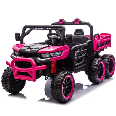 Xuanlur 24V Ride On Toys for Big Kids W/20" Seat, 2 Seater Ride On Dump Truck with Remote Control, 3 Speeds, High Efficiency Battery, 4X100 Motors, Music, Ride On Car for Boys Girls, Pink
