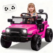 24V Kids Electric Vehicles for Kids, 24V Ride on Electric Truck Car w/ Remote Control, Safety Belt, USB, Music, LED Lights Pink